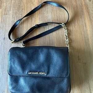Michael Kors Navy Pebbled leather Leather Crossbody Bag Detachable Strap